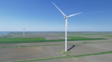 Rüzgar güç türbinleri alanında. Havadan görünümü