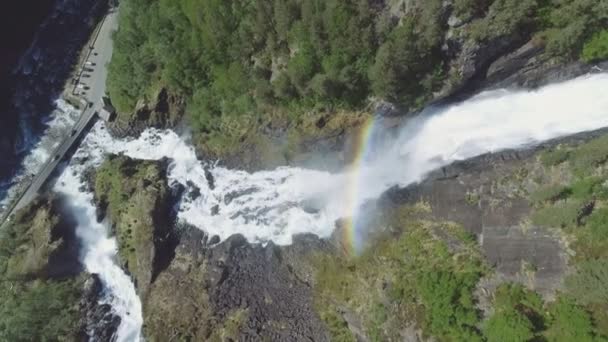 Latefossen Cascada Rápida Noruega Vista Aérea Hora Verano Latefoss Una — Vídeos de Stock