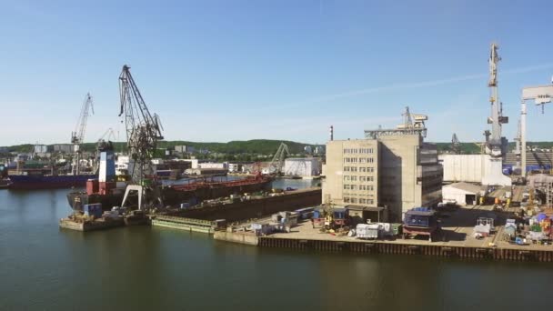 Gdaňsk, Polsko - 29. května: Deepwater Container Terminal v Gdaňsku během načítání - největší kontejnerový terminál v Polsku, na 29. května 2018, Gdaňsk, Polsko. — Stock video