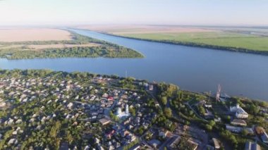 Şehir Vilkovo, Odessa region, Ukrayna, havadan görünümü, yaz saati.