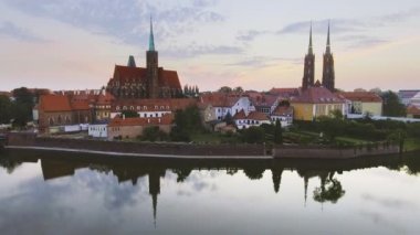 Wroclaw, Avrupa kültür başkenti hava görüntüleri. Merkezi