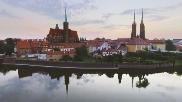 Luchtfoto beelden van Wroclaw, culturele hoofdstad van Europa. Center — Stockvideo