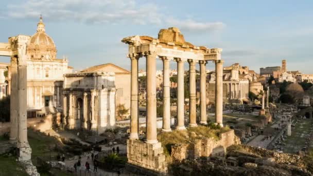 フォロ ロマーノ ローマの寺院の広大な発掘エリア — ストック動画
