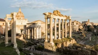 Roma Forumu. Roma Tapınakları büyük kazı alanı. Timelapse