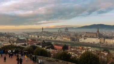 Işıklı Floransa, İtalya, günbatımı, timelapse.