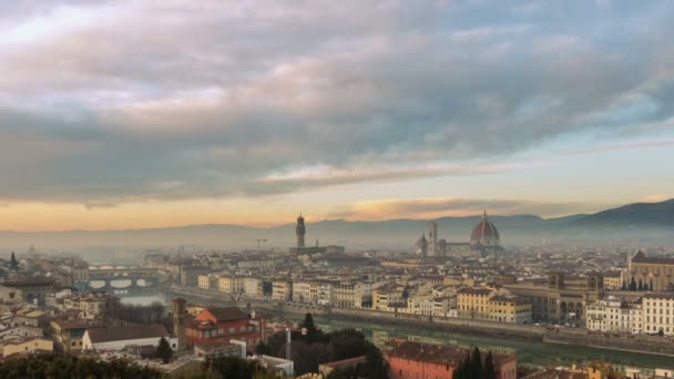 Işıklı Floransa, İtalya, günbatımı, timelapse — Stok video
