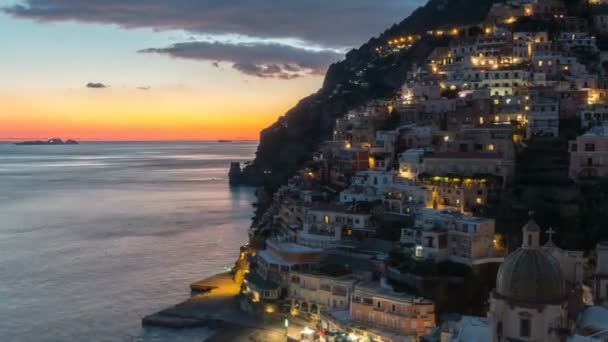 Positano, beau village méditerranéen sur la côte amalfitaine. Italie, chronométrage — Video