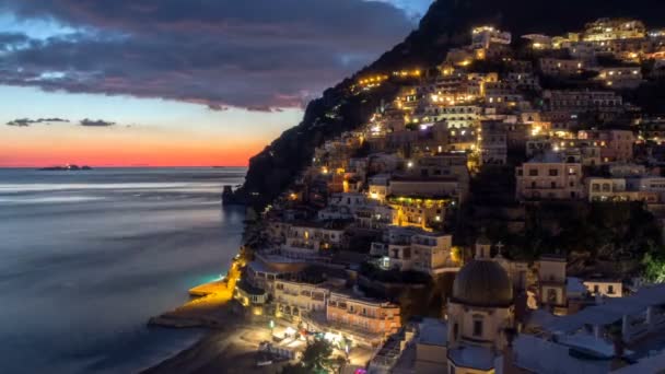 Positano, beau village méditerranéen sur la côte amalfitaine. Italie, chronométrage — Video