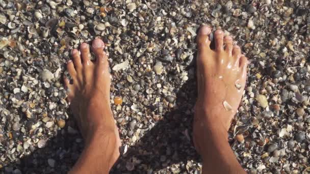 Ludzkie nogi myte przez fale morza — Wideo stockowe