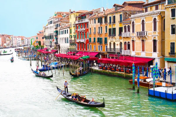 Día Soleado Gran Canal Venecia Italia Góndolas Venecia — Foto de Stock