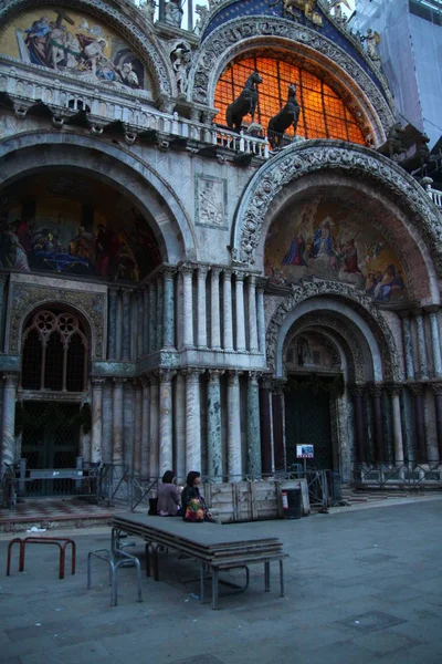 Detail Van Basiliek Van Marco Avond Venetië Italië — Stockfoto