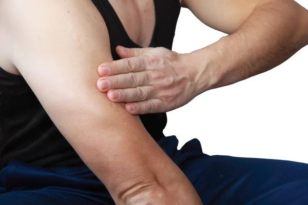 Atleta Massaggio Alle Mani — Foto Stock