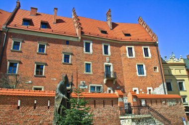 Krakow Wawel Kalesi görünümü. Polonya