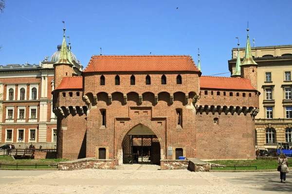 Defensiv Bastion Barbakan Krakow Polen — Stockfoto