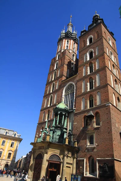 Marys Kyrka Den Viktigaste Helgedomen Medeltida Krakow Polen — Stockfoto