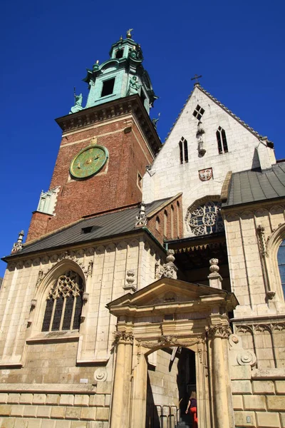 Del Fasaden Slottet Wawel Krakow Polen — Stockfoto