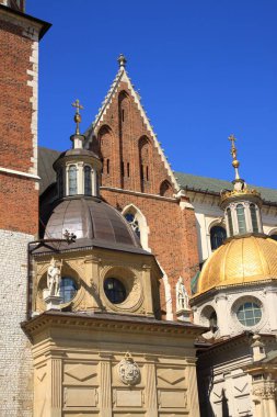 Krakow Wawel Kalesi cephesi bir parçası. Polonya