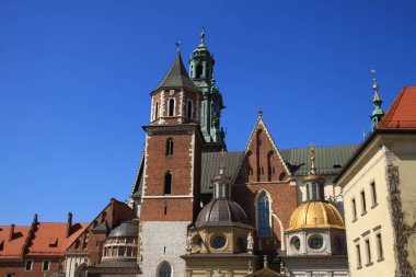 Krakow Wawel Kalesi cephesi bir parçası. Polonya