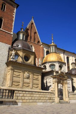 Krakow Wawel Kalesi cephesi bir parçası. Polonya