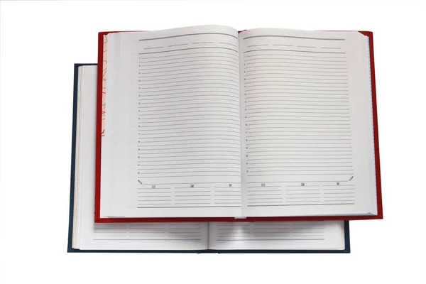 白い背景に2つの開いているノートブック — ストック写真