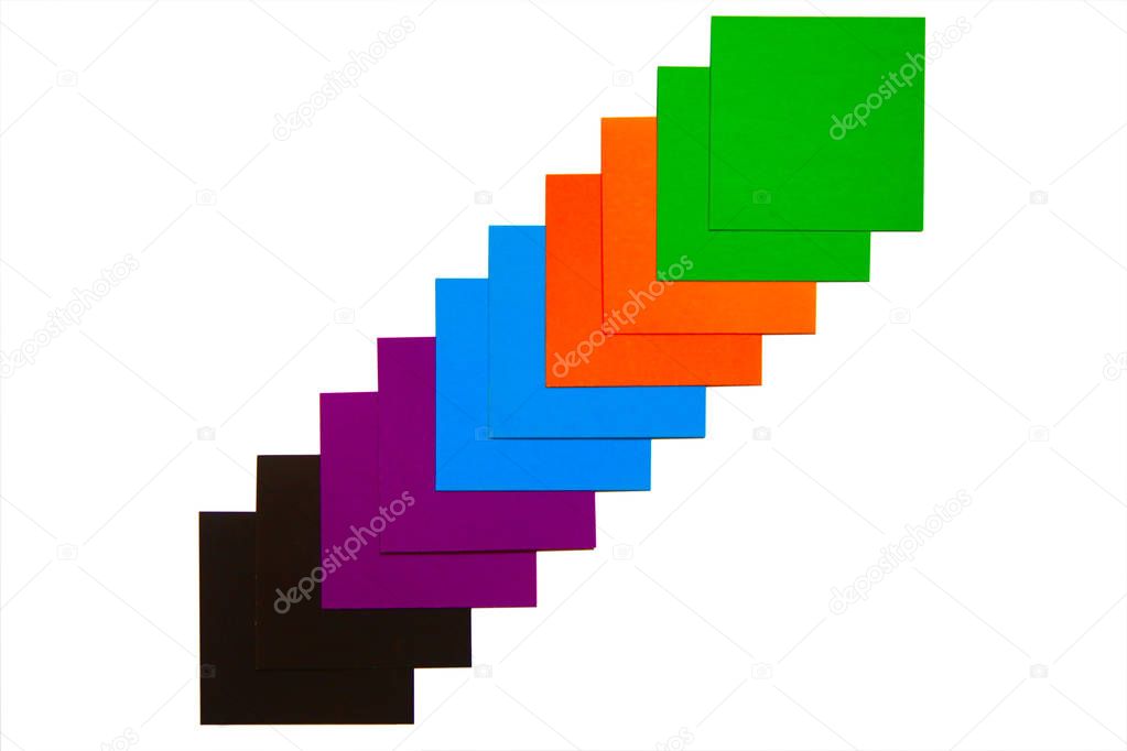 Squares of different colors on a white background