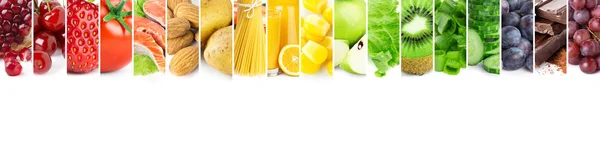 Kollázs Vegyes Friss Színes Érett Élelmiszer Élelmiszerek Fogalmát Gyümölcs Zöldség Stock Kép