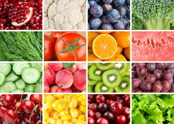新鲜水果和蔬菜的背景 混合颜色的食物 — 图库照片