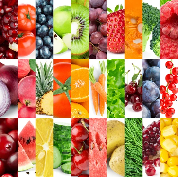 Sammlung Von Obst Und Gemüse Hintergrund Der Frischen Farbe Lebensmittel — Stockfoto