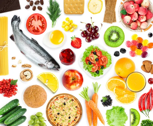 食物和饮料的背景 顶部视图 水果和蔬菜 新鲜食品 — 图库照片