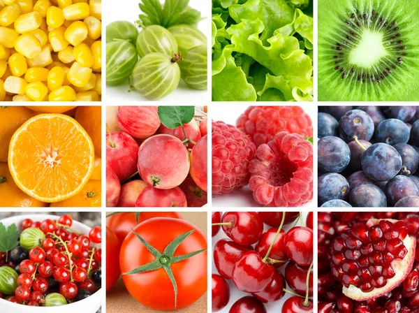 Background Fresh Fruits Vegetables Mixed Color Food — Stock Photo, Image
