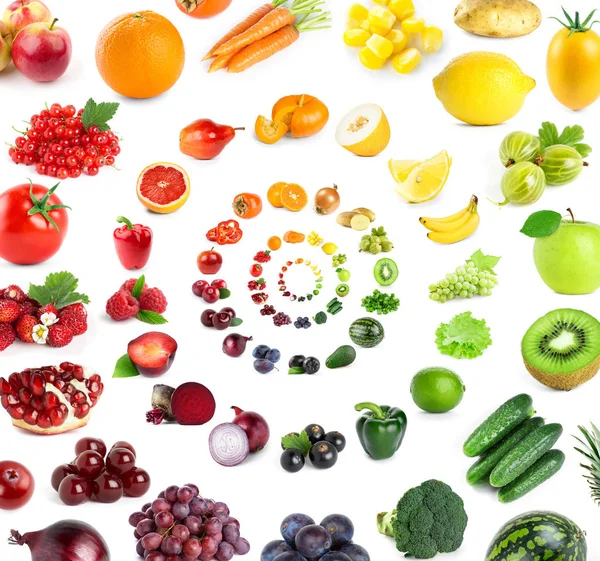 Gyümölcsök Zöldségek Háttere Friss Színes Élelmiszer — Stock Fotó