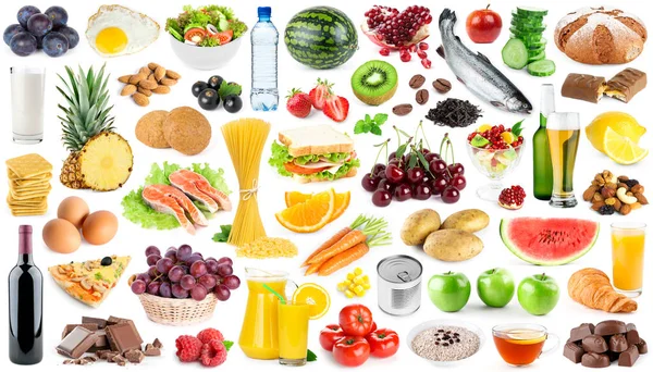 Recogida Alimentos Bebidas Frutas Verduras Alimentos Frescos —  Fotos de Stock