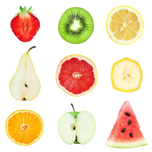 Collection Fruit Slices Fresh Food — Stock Photo, Image
