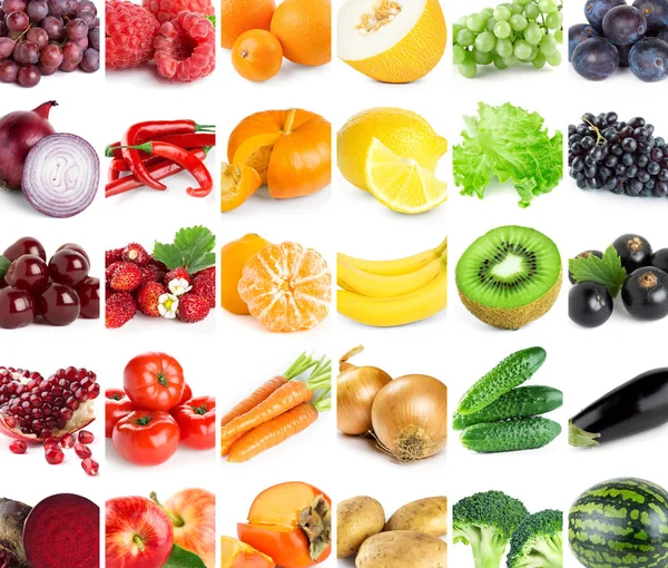 Collection Color Fruits Vegetables Food Background — Stock Photo, Image