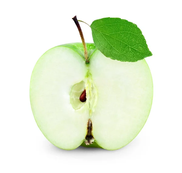 Äpple Med Blad Vit Bakgrund — Stockfoto
