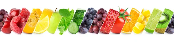Gemischte Farbe Obst Und Gemüse Frische Reife Lebensmittel Ernährungskonzept — Stockfoto