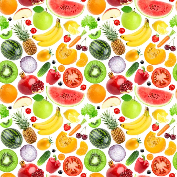 Frutas Legumes Sem Costura Padrão Fundo Alimentar — Fotografia de Stock