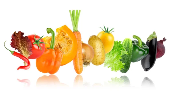 Farbe Frisches Gemüse Auf Weißem Hintergrund Ernährungskonzept — Stockfoto