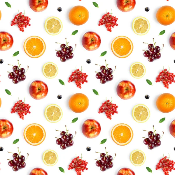 果物のシームレスなパターン 食べ物の背景 トップ表示 — ストック写真