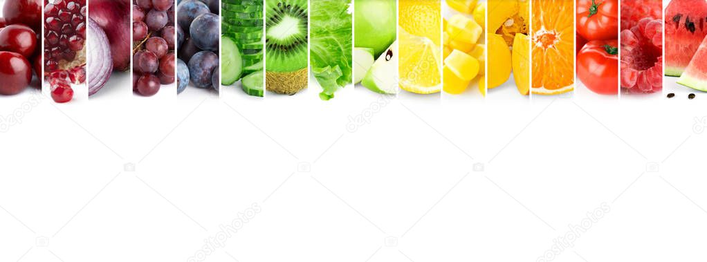 Collage of mixed fruits and vegetables