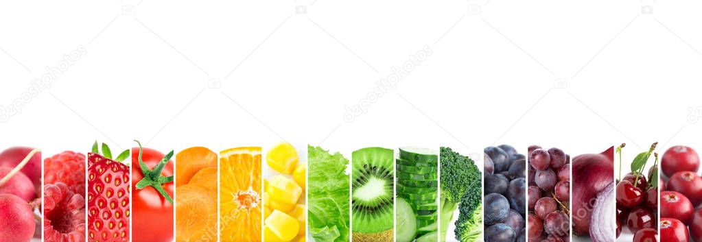 Collage of fresh fruits and vegetables