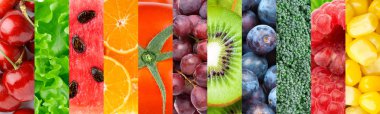 Taze olgun renkli meyvelerin arka plan. Gıda arka plan