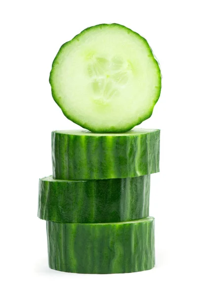 Stack Fresh Cucumber Slices White Background — Stock Photo, Image