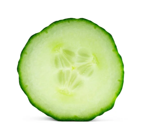 Fresh Cucumber Slice Closeup White Background — Stock Photo, Image