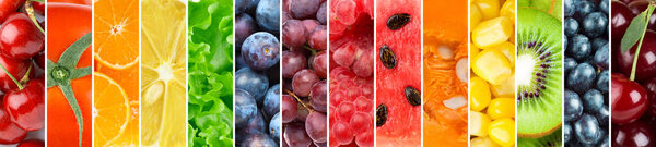 Background of fresh fruits and vegetables