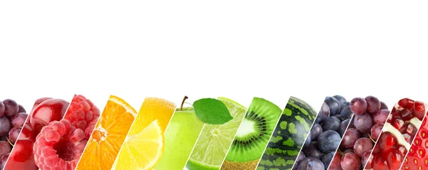 Mezclado Frutas Color Collage Comida Fresca Madura Concepto —  Fotos de Stock