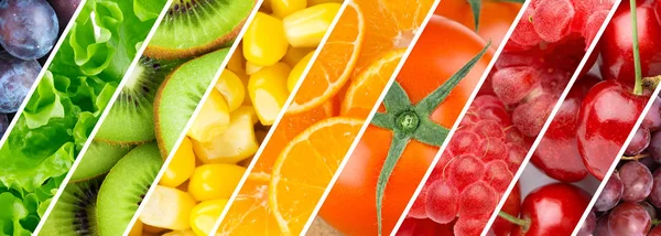 Background of mixed fresh fruits and vegetables — Stock Photo, Image