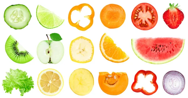 Collection of fruit and vegetable slices — Stock Photo, Image