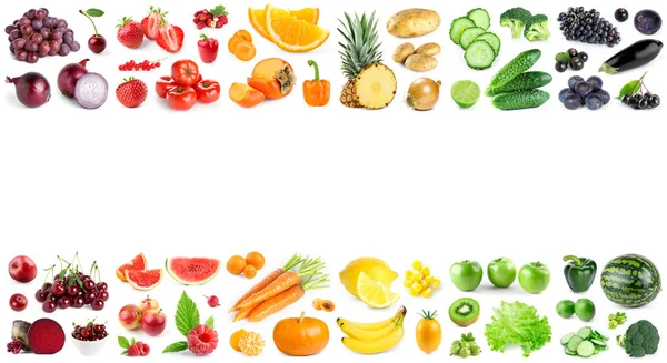 Frutas de cor e legumes no branco — Fotografia de Stock