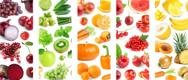 Pozadí směsný z barevných plodů a zeleniny — Stock fotografie
